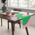 Pink and Green Soft Curves Retro Modern Abstract Pattern Table Runner Gallery Image 2
