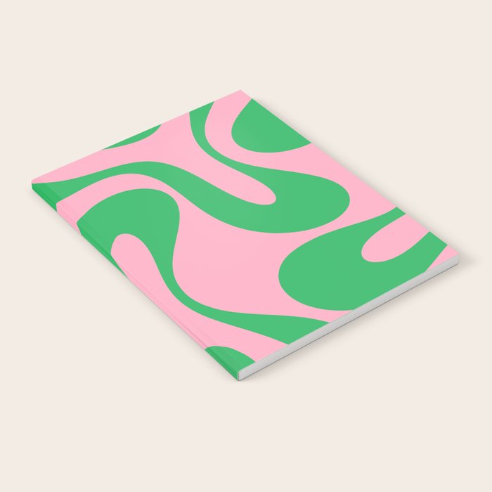 Pink and Green Soft Curves Retro Modern Abstract Pattern Notebook Gallery Image 2