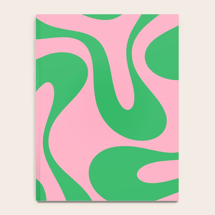 Pink and Green Soft Curves Retro Modern Abstract Pattern Notebook Gallery Image 4