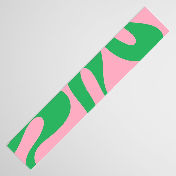 Pink and Green Soft Curves Retro Modern Abstract Pattern Table Runner Gallery Image 3