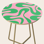 Pink and Green Soft Curves Retro Modern Abstract Pattern Side Table Gallery Image 2
