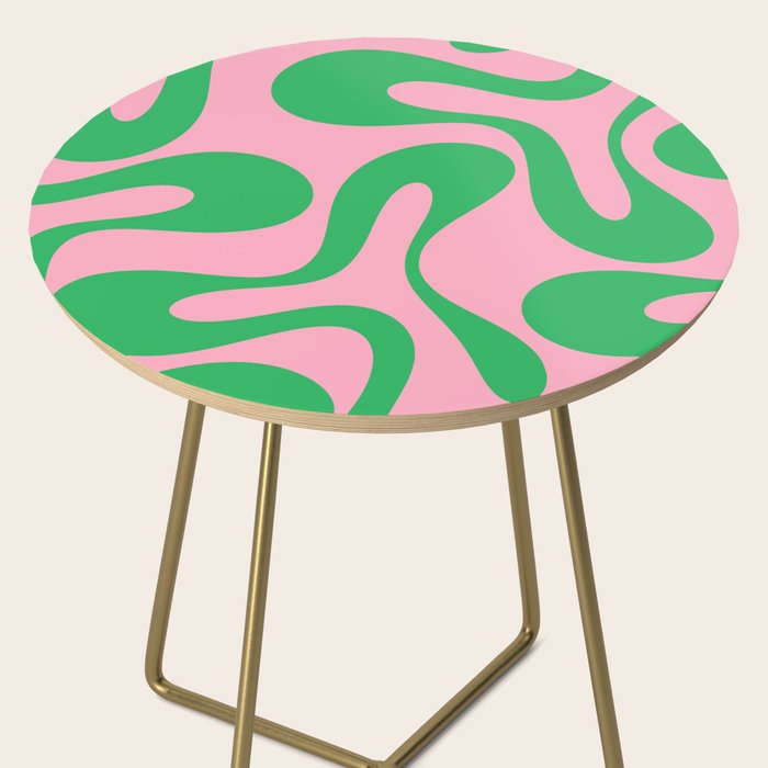 Pink and Green Soft Curves Retro Modern Abstract Pattern Side Table Gallery Image 2