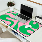 Pink and Green Soft Curves Retro Modern Abstract Pattern Desk Mat Gallery Image 2