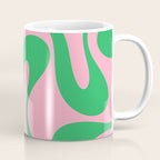 Pink and Green Soft Curves Retro Modern Abstract Pattern Coffee Mug Gallery Image 1