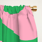 Pink and Green Soft Curves Retro Modern Abstract Pattern Window Curtain Gallery Image 2
