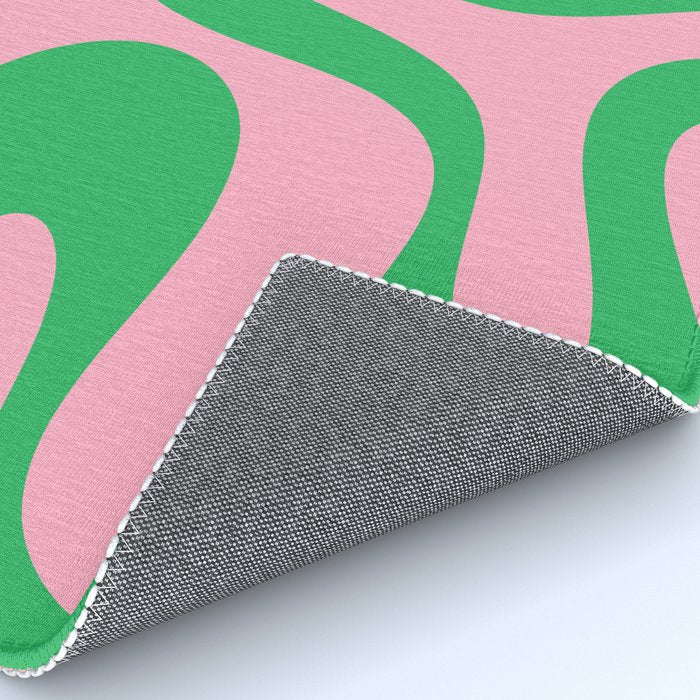 Pink and Green Soft Curves Retro Modern Abstract Pattern Rug Gallery Image 4