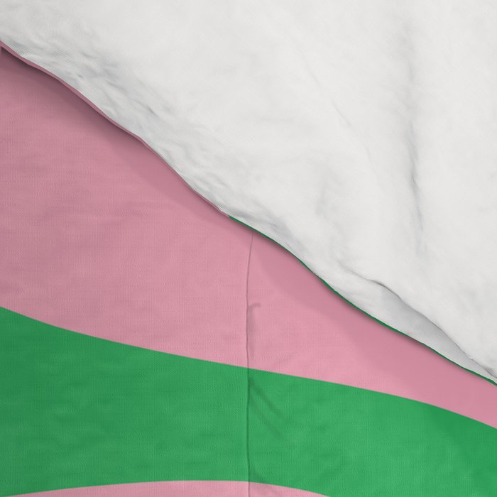 Pink and Green Soft Curves Retro Modern Abstract Pattern Comforter Gallery Image 4