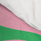Pink and Green Soft Curves Retro Modern Abstract Pattern Comforter Gallery Image 4
