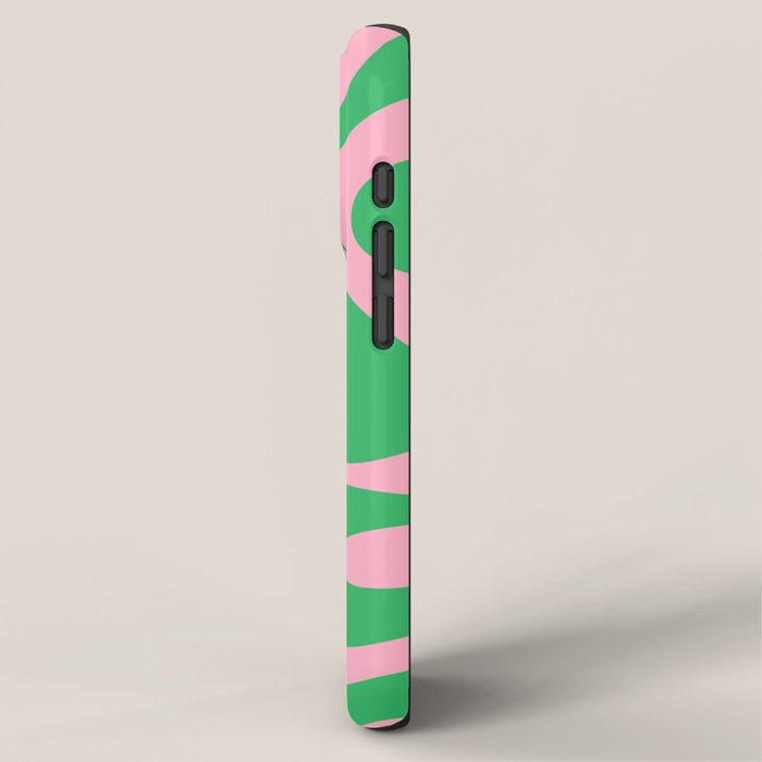 Pink and Green Soft Curves Retro Modern Abstract Pattern iPhone Case Gallery Image 2