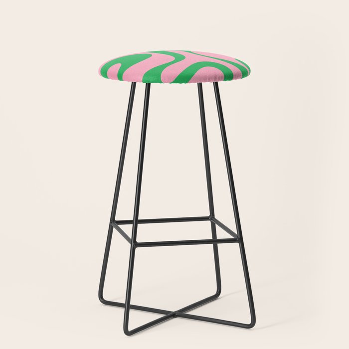 Pink and Green Soft Curves Retro Modern Abstract Pattern Stool Gallery Image 1