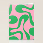 Pink and Green Soft Curves Retro Modern Abstract Pattern Stationery Card Gallery Image 2