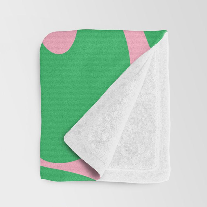 Pink and Green Soft Curves Retro Modern Abstract Pattern Throw Blanket Gallery Image 3