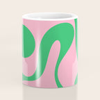 Pink and Green Soft Curves Retro Modern Abstract Pattern Coffee Mug Gallery Image 4