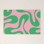 Pink and Green Soft Curves Retro Modern Abstract Pattern Welcome Mat Gallery Image 1