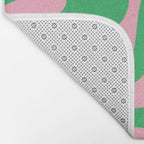 Pink and Green Soft Curves Retro Modern Abstract Pattern Bath Mat Gallery Image 2
