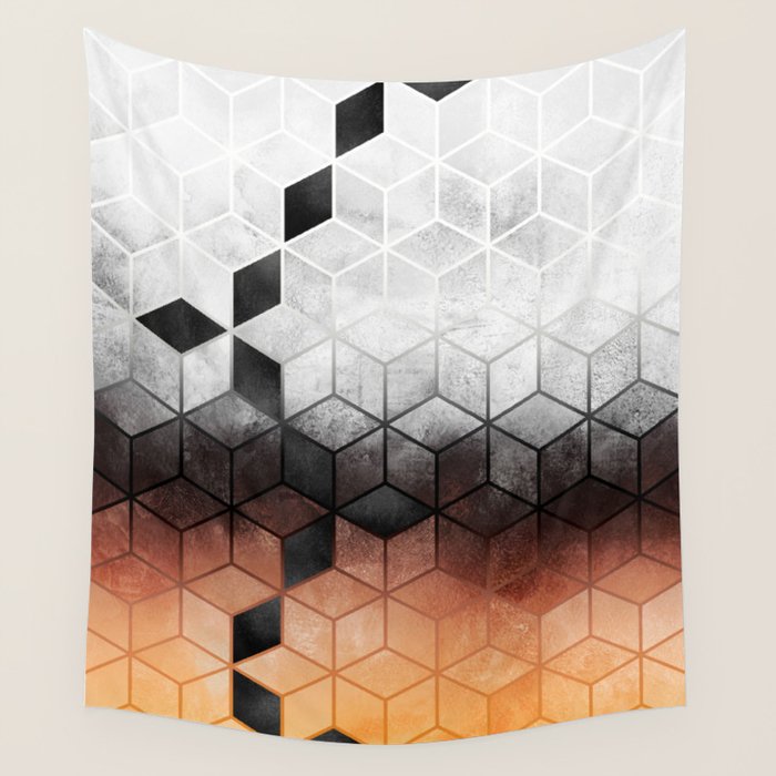 Ombre Concrete Cubes Wall Tapestry Gallery Image 4