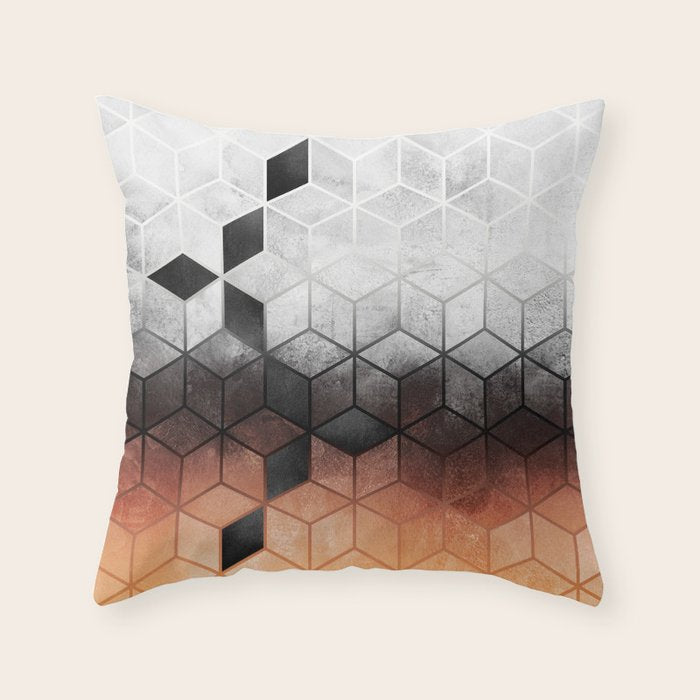 Ombre Concrete Cubes Throw Pillow Gallery Image 6