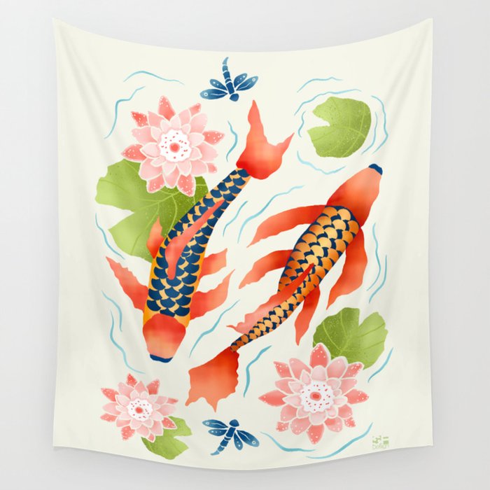 Koi Pond I Wall Tapestry Gallery Image 1