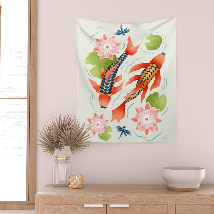 Koi Pond I Wall Tapestry Gallery Image 2