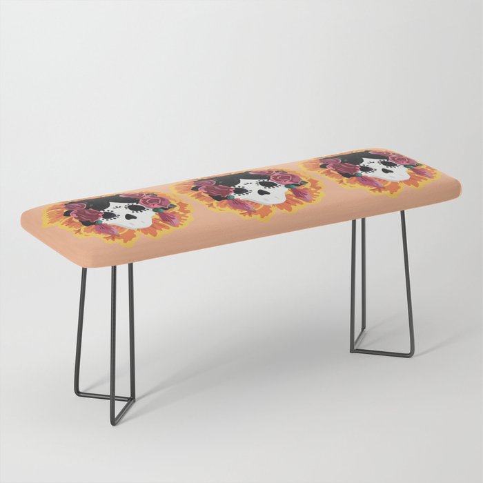 Catrina frida mexican kawaii cute sugar skull mexican style mexican flower marigold skeleton  Bench Gallery Image 1