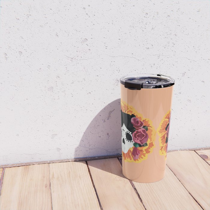 Catrina frida mexican kawaii cute sugar skull mexican style mexican flower marigold skeleton  Travel Mug Gallery Image 4