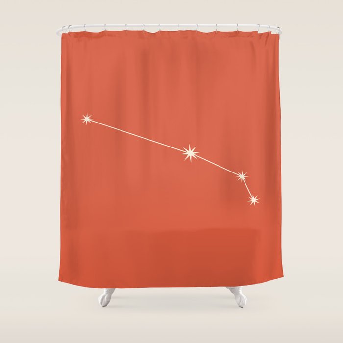 Aries Zodiac Star Constellation Line Art Coral Red Shower Curtain Gallery Image 1
