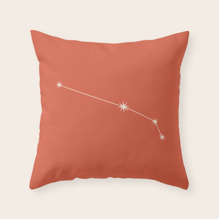 Aries Zodiac Star Constellation Line Art Coral Red Throw Pillow Gallery Image 1
