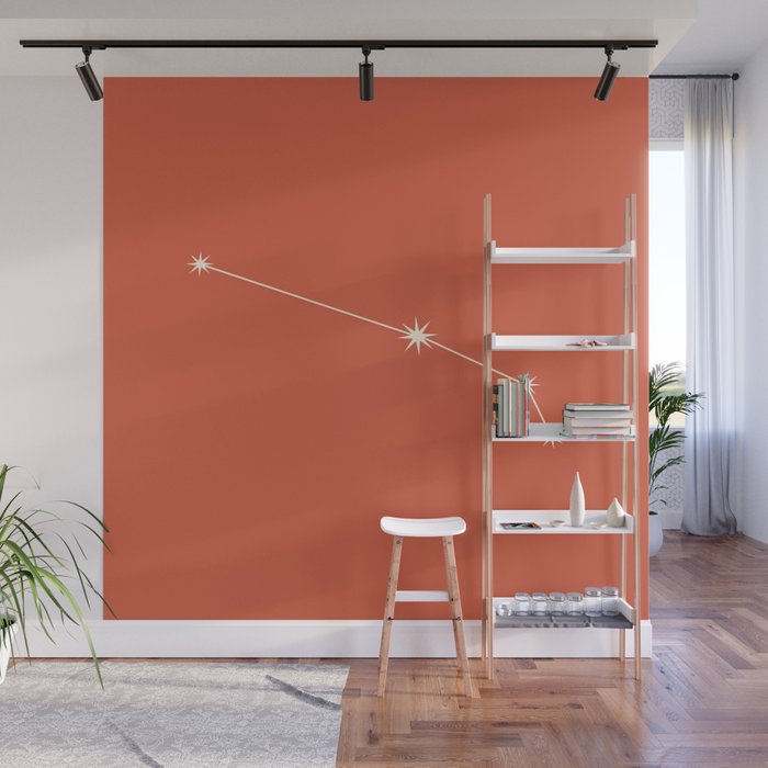 Aries Zodiac Star Constellation Line Art Coral Red Wall Mural Gallery Image 1
