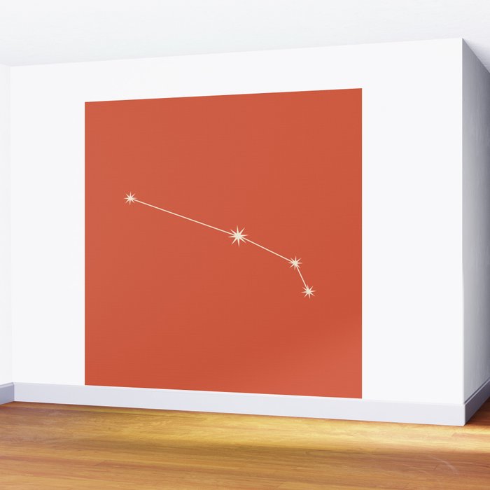 Aries Zodiac Star Constellation Line Art Coral Red Wall Mural Gallery Image 2