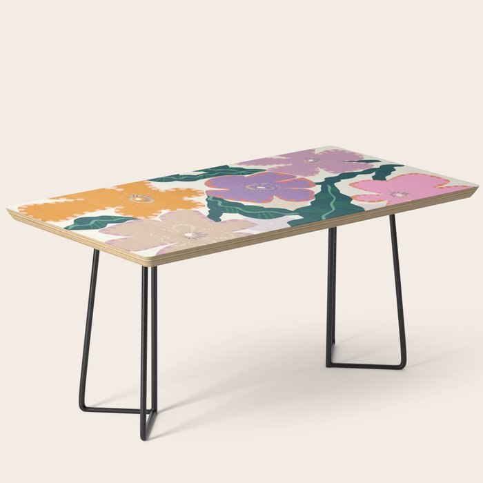 Large Pink  Retro Flowers Coffee Table Gallery Image 1