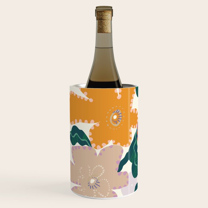 Large Pink  Retro Flowers Wine Chiller Gallery Image 2
