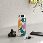 Large Pink  Retro Flowers Water Bottle Gallery Image 4