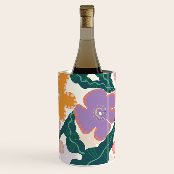 Large Pink  Retro Flowers Wine Chiller Gallery Image 1