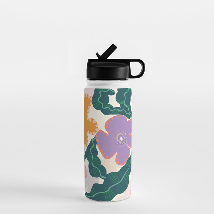 Large Pink  Retro Flowers Water Bottle Gallery Image 1
