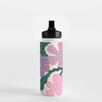 Large Pink  Retro Flowers Water Bottle Gallery Image 2
