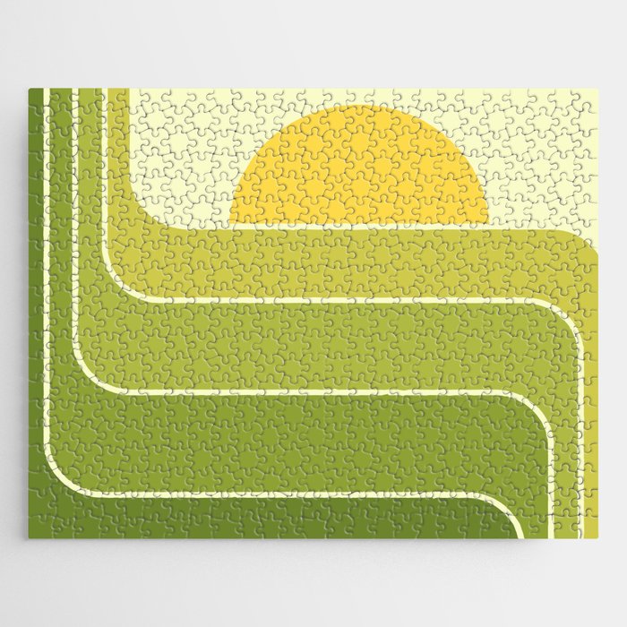 Retro Geometric Sun Set Design 432 Jigsaw Puzzle Gallery Image 1