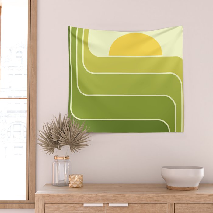 Retro Geometric Sun Set Design 432 Wall Tapestry Gallery Image 2