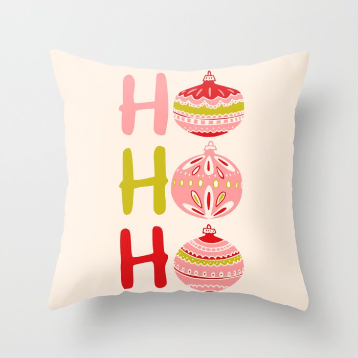 HoHoHo Cheerful little Christmas Illustration Throw Pillow Gallery Image 1