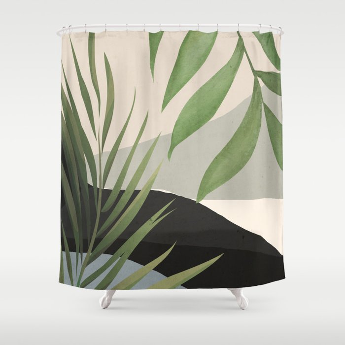 Abstract Art Tropical Leaves 49 Shower Curtain Gallery Image 1