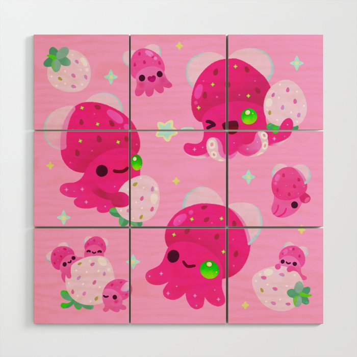 Strawberry squid Wood Wall Art Gallery Image 1