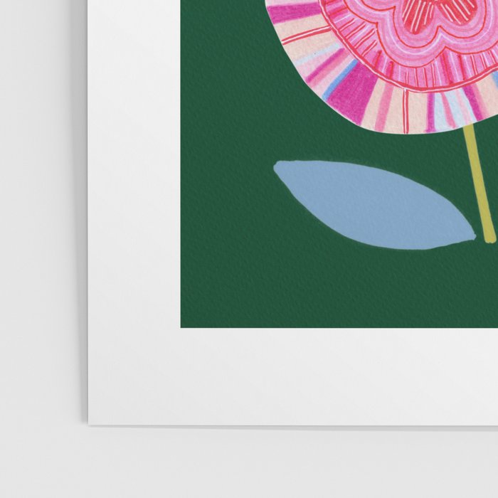 Folky Flowers in Bloom in Green & Pink Poster Gallery Image 3