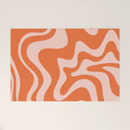 Retro Liquid Swirl Abstract Pattern in Orange and Pale Blush Pink Welcome Mat Gallery Image 1