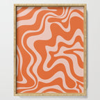 Retro Liquid Swirl Abstract Pattern in Orange and Pale Blush Pink Serving Tray Gallery Image 1