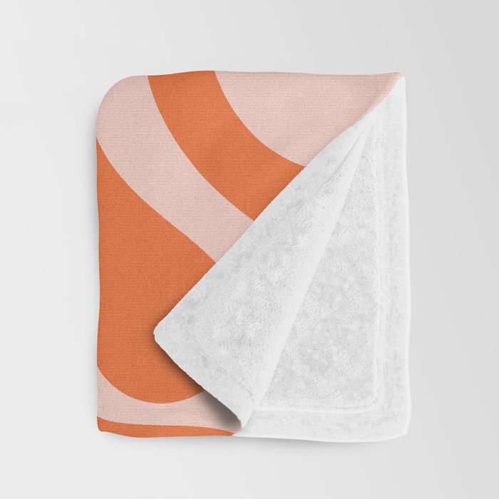 Retro Liquid Swirl Abstract Pattern in Orange and Pale Blush Pink Throw Blanket Gallery Image 3