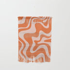 Retro Liquid Swirl Abstract Pattern in Orange and Pale Blush Pink Wall Hanging Gallery Image 1