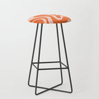 Retro Liquid Swirl Abstract Pattern in Orange and Pale Blush Pink Stool Gallery Image 1