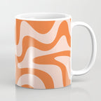Retro Liquid Swirl Abstract Pattern in Orange and Pale Blush Pink Coffee Mug Gallery Image 1