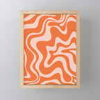 Retro Liquid Swirl Abstract Pattern in Orange and Pale Blush Pink Mini Art Print Gallery Image 1