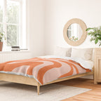 Retro Liquid Swirl Abstract Pattern in Orange and Pale Blush Pink Duvet Cover Gallery Image 2