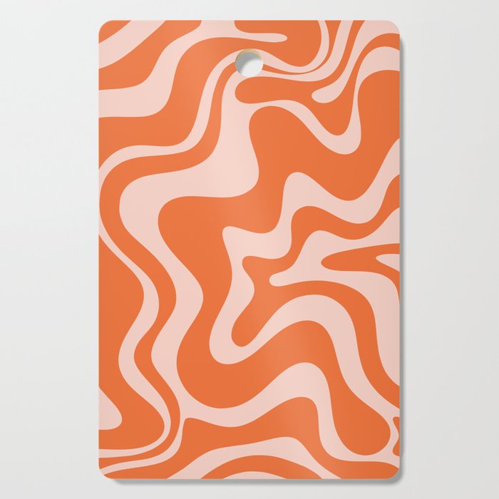 Retro Liquid Swirl Abstract Pattern in Orange and Pale Blush Pink Cutting Board Gallery Image 1